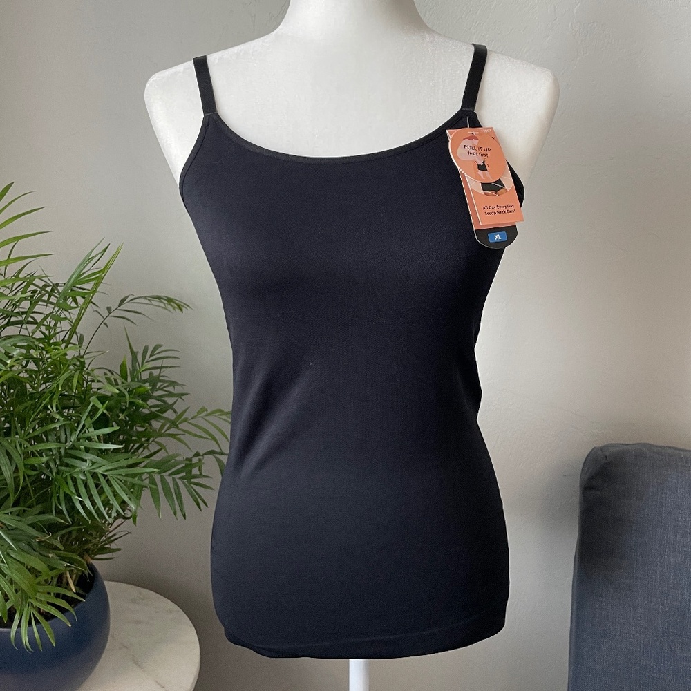 Shapermint Essentials All Day Every Day Scoop Neck Cami - Black - Sz XL - NEW!
